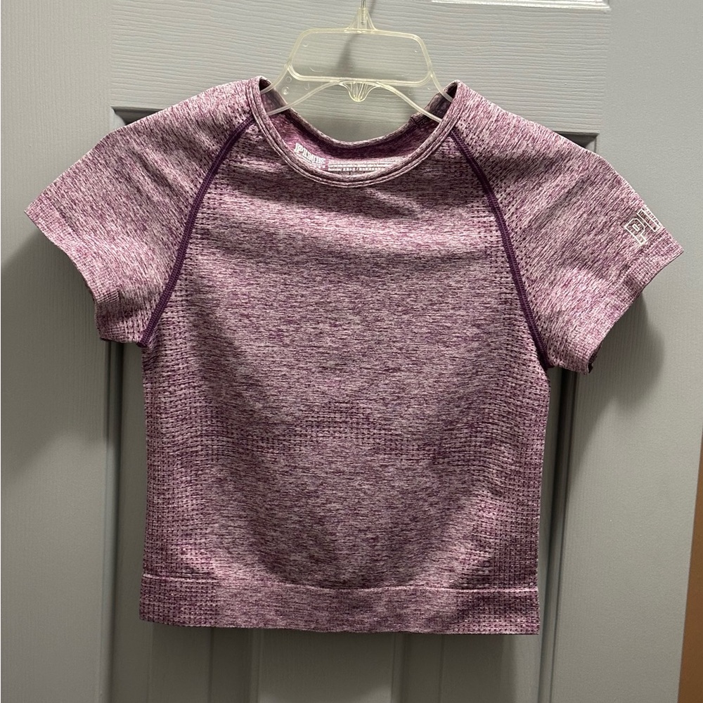 PINK by Victoria’s Secret Seamless Shirt Plum Crop Active Top Size Medium